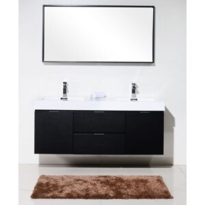 Kubebath BSL60D Bliss 59 Inch Wall Mount Double Sink Bath Vanity