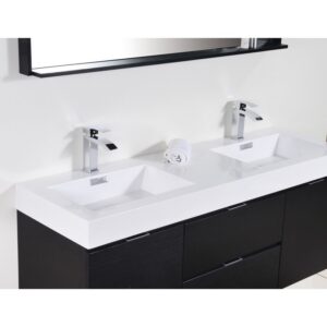 Kubebath BSL60D Bliss 59 Inch Wall Mount Double Sink Bath Vanity