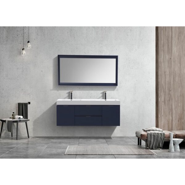 Kubebath BSL60D Bliss 59 Inch Wall Mount Double Sink Bath Vanity