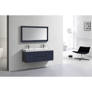 Kubebath BSL60D Bliss 59 Inch Wall Mount Double Sink Bath Vanity