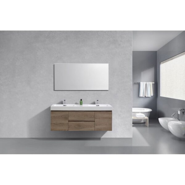 Kubebath BSL60D Bliss 59 Inch Wall Mount Double Sink Bath Vanity