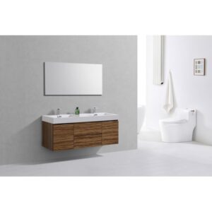 Kubebath BSL60D Bliss 59 Inch Wall Mount Double Sink Bath Vanity