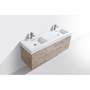 Kubebath BSL60D Bliss 59 Inch Wall Mount Double Sink Bath Vanity