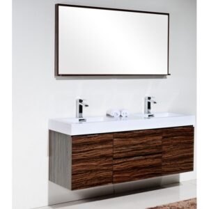 Kubebath BSL60D Bliss 59 Inch Wall Mount Double Sink Bath Vanity