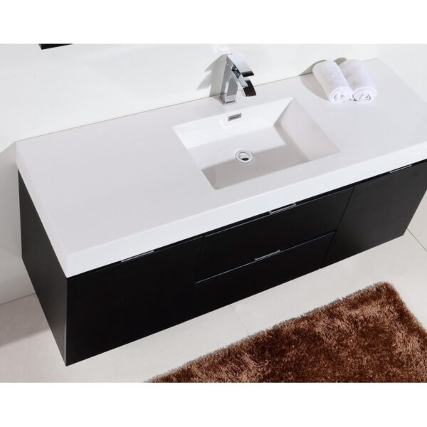 Kubebath BSL60S Bliss 59 Inch Wall Mount Single Sink Bath Vanity