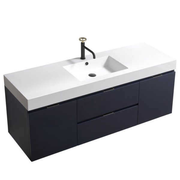 Kubebath BSL60S Bliss 59 Inch Wall Mount Single Sink Bath Vanity