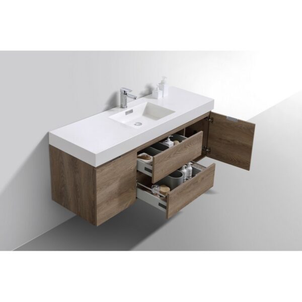 Kubebath BSL60S Bliss 59 Inch Wall Mount Single Sink Bath Vanity