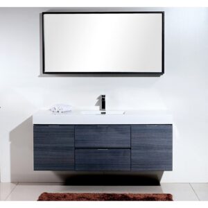 Kubebath BSL60S Bliss 59 Inch Wall Mount Single Sink Bath Vanity