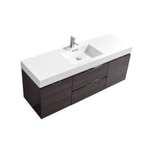 Kubebath BSL60S Bliss 59 Inch Wall Mount Single Sink Bath Vanity