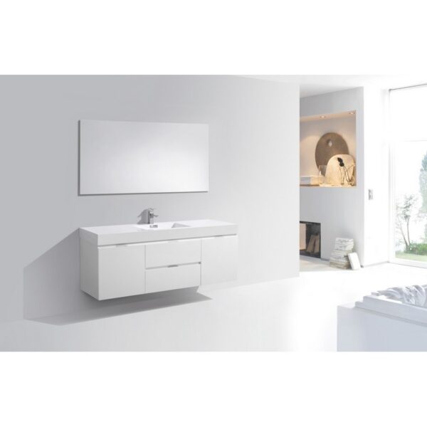 Kubebath BSL60S Bliss 59 Inch Wall Mount Single Sink Bath Vanity