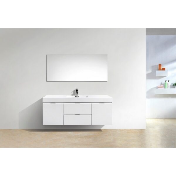 Kubebath BSL60S Bliss 59 Inch Wall Mount Single Sink Bath Vanity