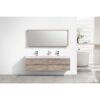 Kubebath BSL72D-NW Bliss 72 Inch Double Sink Nature Wood Wall Mount Modern Bathroom Vanity