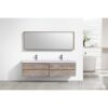 Kubebath BSL80D-NW Bliss 80 Inch Double Sink Nature Wood Wall Mount Modern Bathroom Vanity