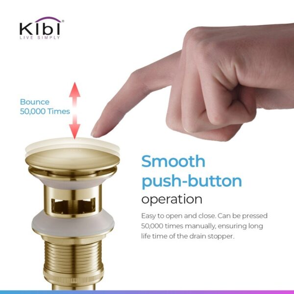 KIBI USA C-KBF1002-KPW100 Cubic 6 3/4 Inch Single Hole Deck Mounted Solid Brass Single Handle Bathroom Vanity Sink Faucet with Pop Up Drain