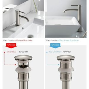 KIBI USA C-KBF1003-KPW101 Cubic 12 3/8 Inch Single Hole Deck Mounted Lead Free Solid Brass Single Handle Bathroom Vanity Sink Faucet with Pop Up Drain