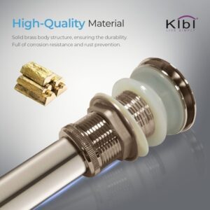 KIBI USA C-KBF1003-KPW101 Cubic 12 3/8 Inch Single Hole Deck Mounted Lead Free Solid Brass Single Handle Bathroom Vanity Sink Faucet with Pop Up Drain