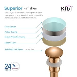 KIBI USA C-KBF1003-KPW101 Cubic 12 3/8 Inch Single Hole Deck Mounted Lead Free Solid Brass Single Handle Bathroom Vanity Sink Faucet with Pop Up Drain