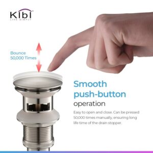 KIBI USA C-KBF1006-KPW100 Infinity 6 3/8 Inch Single Hole Deck Mounted Lead Free Solid Brass Single Handle Bathroom Vanity Sink Faucet with Pop Up Drain