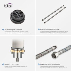 KIBI USA C-KBF1007-KPW101 Infinity 10 1/2 Inch Single Hole Deck Mounted Lead Free Solid Brass Single Handle Bathroom Vanity Sink Faucet with Pop Up Drain