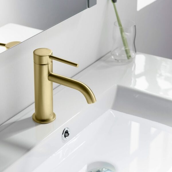 KIBI USA C-KBF1008-KPW100 Circular 6 5/8 Inch Single Hole Deck Mounted Lead Free Solid Brass Single Handle Bathroom Faucet with Pop Up Drain