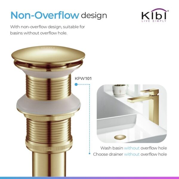 KIBI USA C-KBF1009-KPW101 Circular 11 3/8 Inch Single Hole Deck Mounted Luxury Solid Brass Single Hole Bathroom Vessel Sink Faucet with Pop Up Drain