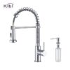 KIBI USA C-KKF2003-KSD100 Aurora 17 Inch Single Hole Deck Mount Single Handle Pull-Down Kitchen Faucet with Sprayer and Soap Dispenser