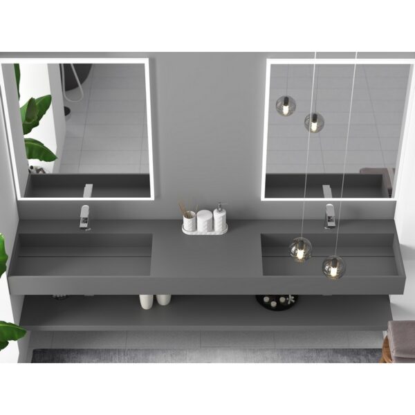 Castello USA CB-GM-2056-84 Juniper 84 Inch Wall Mounted Vessel Double Bathroom Sink