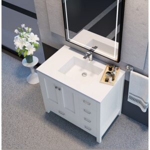 Castello USA CB-GM-2066-36-C Serenity 36 Inch Drop-in Vanity Countertop Sink