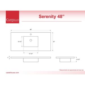 Castello USA CB-GM-2066-48 Serenity 48 Inch Drop-in Vanity Countertop Sink