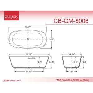 Castello USA CB-GM-8006 Hermosa 70 7/8 Inch Solid Surface Freestanding Bathtub