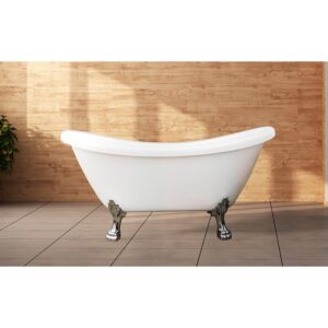 Castello USA CB-26-60 Daphne 60 Inch Acrylic Freestanding Tub with Small Chrome Drainer/Overflow