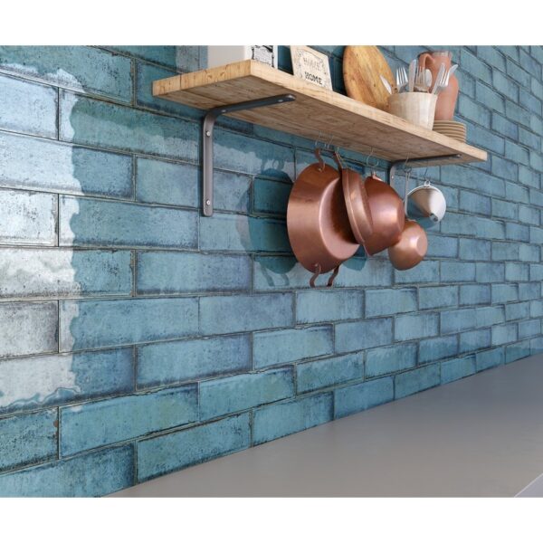 Castello USA CB-ALC-BLU-3X12 Spain 3 x 12 Inch Blue Glossy Ceramic Modern Subway Wall Tile