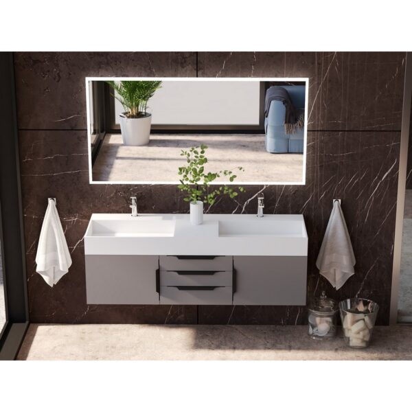 Castello USA CB-AMAZON-60G-SET Amazon 59 1/2 Inch Grey Vanity Set with Top