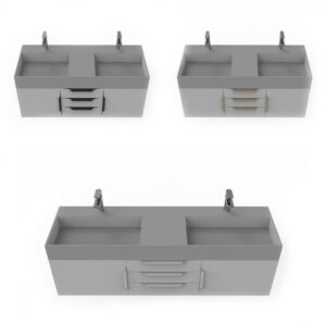 Castello USA CB-AMAZON-60G-SET Amazon 59 1/2 Inch Grey Vanity Set with Top