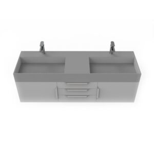 Castello USA CB-AMAZON-60G-SET Amazon 59 1/2 Inch Grey Vanity Set with Top