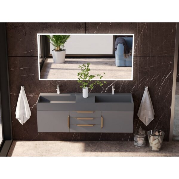 Castello USA CB-AMAZON-60G-SET Amazon 59 1/2 Inch Grey Vanity Set with Top