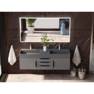 Castello USA CB-AMAZON-60G-SET Amazon 59 1/2 Inch Grey Vanity Set with Top