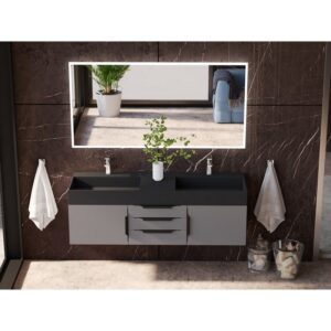 Castello USA CB-AMAZON-60G-SET Amazon 59 1/2 Inch Grey Vanity Set with Top