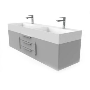 Castello USA CB-AMAZON-60G-SET Amazon 59 1/2 Inch Grey Vanity Set with Top