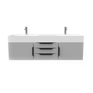 Castello USA CB-AMAZON-60G-SET Amazon 59 1/2 Inch Grey Vanity Set with Top