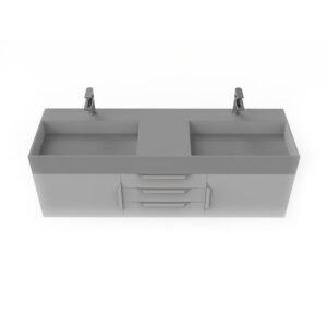 Castello USA CB-AMAZON-60G-SET Amazon 59 1/2 Inch Grey Vanity Set with Top