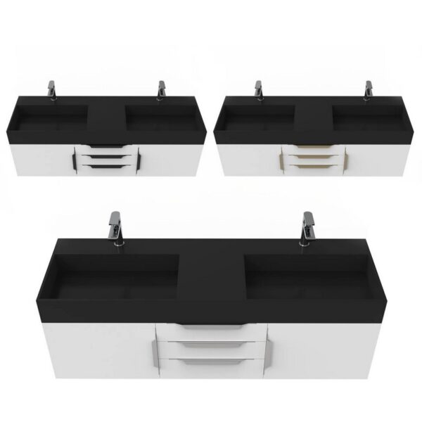 Castello USA CB-AMAZON-60W-SET Amazon 59 1/2 Inch White Vanity Set with Top