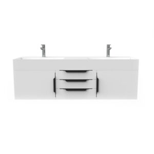 Castello USA CB-AMAZON-60W-SET Amazon 59 1/2 Inch White Vanity Set with Top