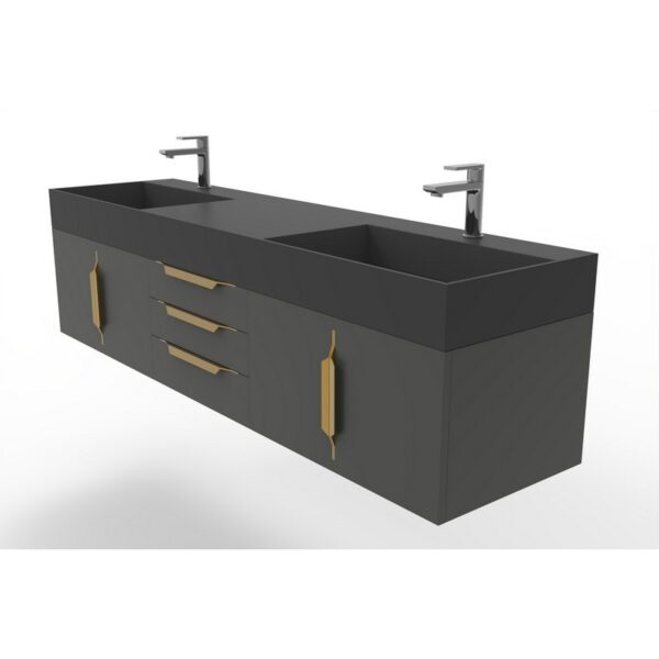 Castello USA CB-AMAZON-72B-SET Amazon 71 3/4 Inch Black Vanity Set with Top