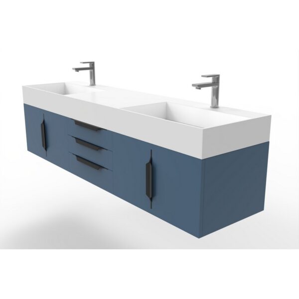 Castello USA CB-AMAZON-72BU-SET Amazon 71 3/4 Inch Blue Vanity Set with Top