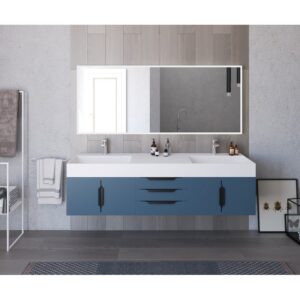 Castello USA CB-AMAZON-72BU-SET Amazon 71 3/4 Inch Blue Vanity Set with Top