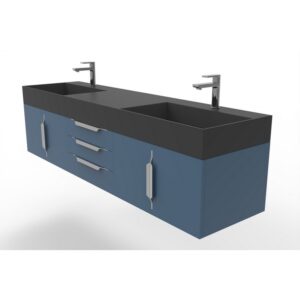 Castello USA CB-AMAZON-72BU-SET Amazon 71 3/4 Inch Blue Vanity Set with Top