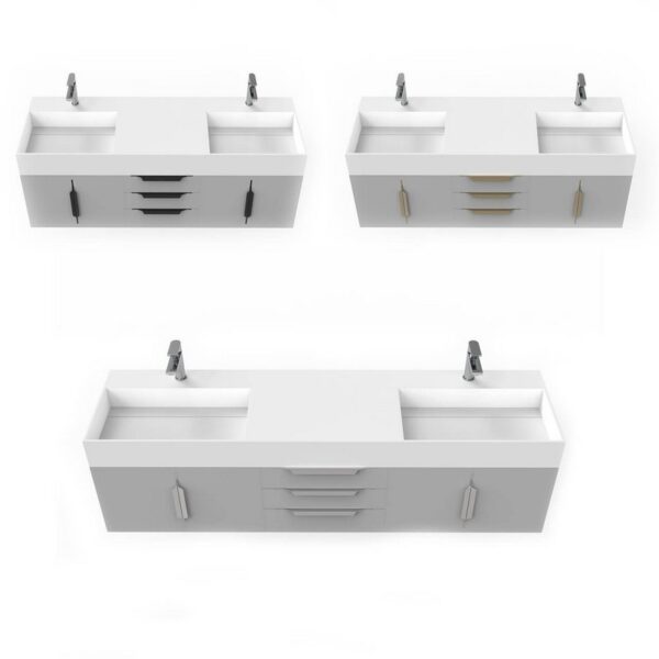 Castello USA CB-AMAZON-72G-SET Amazon 71 3/4 Inch Grey Vanity Set with Top