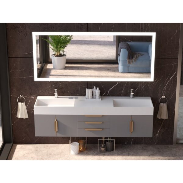 Castello USA CB-AMAZON-72G-SET Amazon 71 3/4 Inch Grey Vanity Set with Top