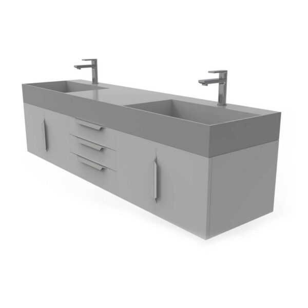 Castello USA CB-AMAZON-72G-SET Amazon 71 3/4 Inch Grey Vanity Set with Top